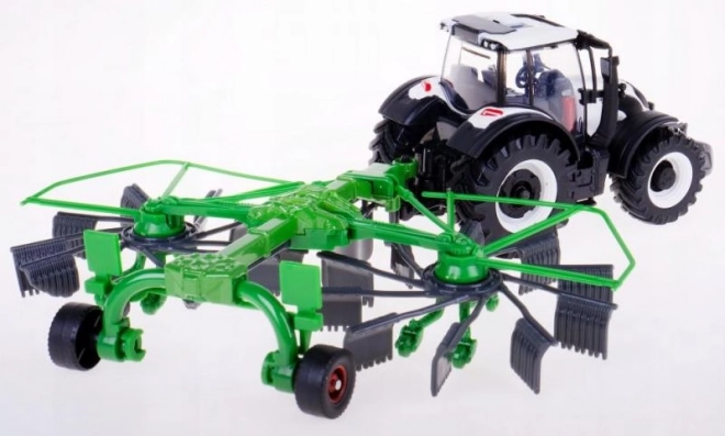 Bburago Farm 10cm Tractor met Aanhanger - Valtra N174 - Kiepaanhangwagen