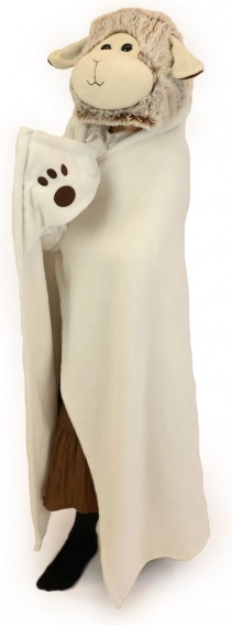 Playful sheep hood and paw pockets