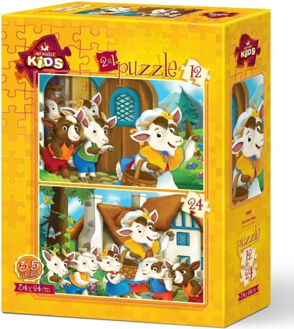 Puzzel schattige kalfjes 12 en 24 stukjes