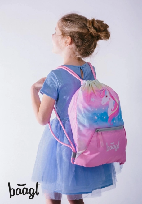 BAAGL SET 3 Airy Rainbow Unicorn: schooltas, pennenzak, zakje