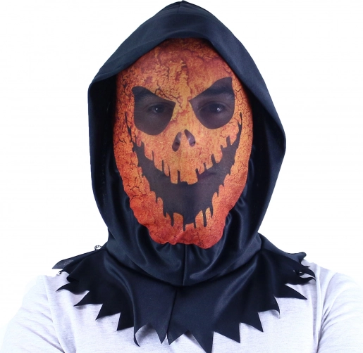 textielen Halloween pompoenmasker met capuchon