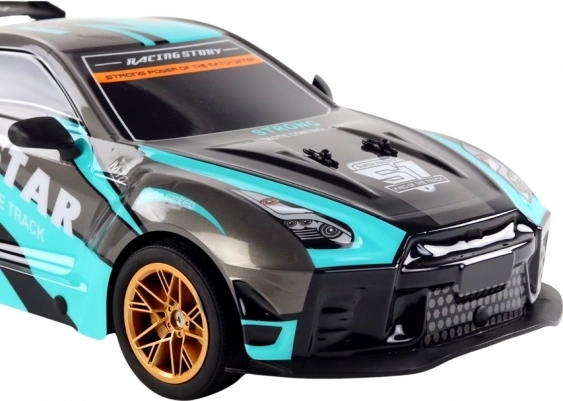 Grote RC sportauto 1:10 turkoois-zwart
