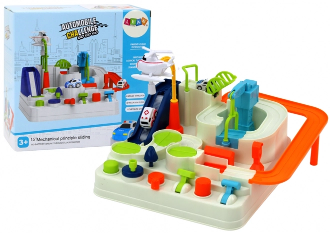 Interactieve parkeerobstakelbaan voor kinderauto's
