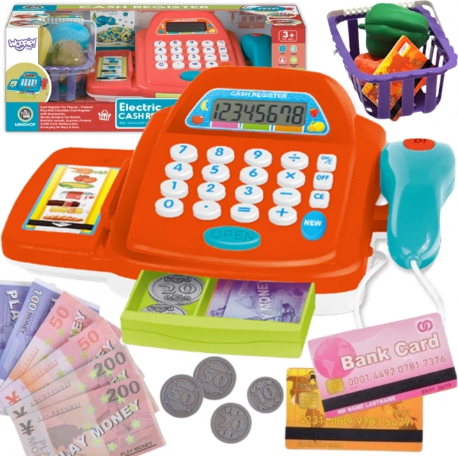 WOOPIE Kinderkasse mit Taschenrechner und Zubehör