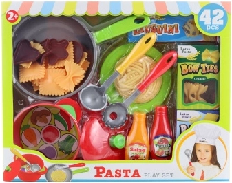 Kunststoff-Set mit Essen und Geschirr für Kinder