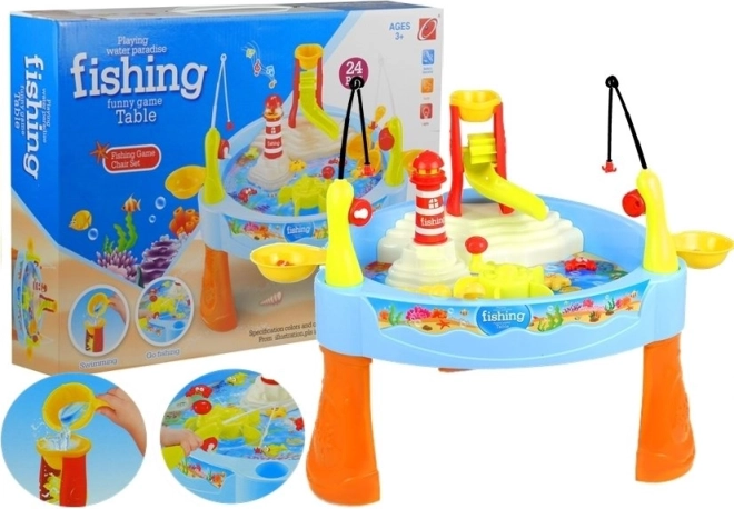 table de jeu d’eau avec pêche et effets lumineux, 25 pièces