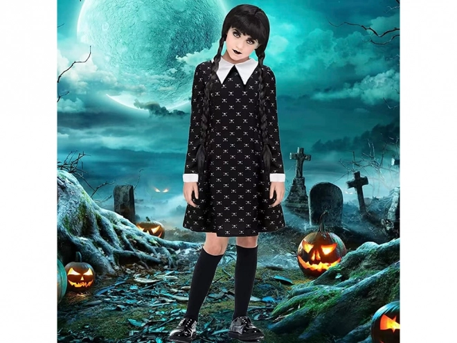 Halloweenkostuum Wednesday Addams voor kinderen