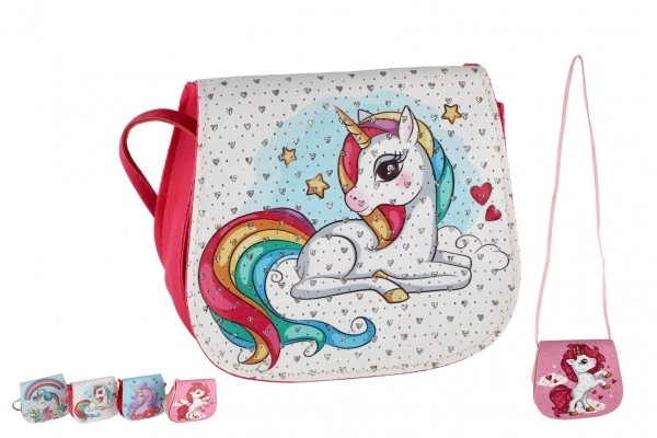 Sac à main/Sac licorne avec strass en plastique 4 couleurs dans un sachet 17x15x3cm