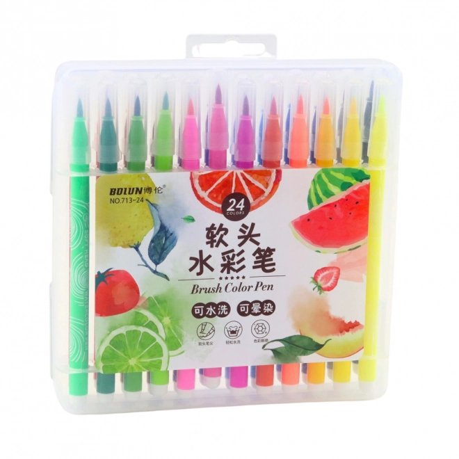 Set aus Aquarellstiften im Organizer, 24 Farben
