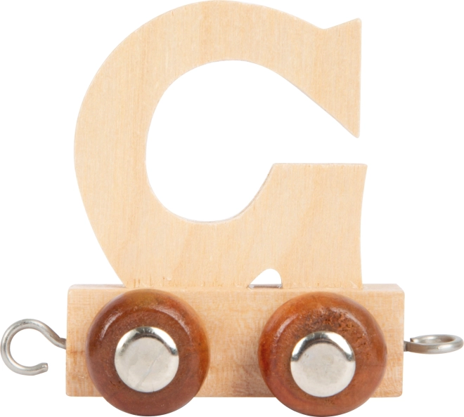 Houten wagon met de letter G voor SMALL FOOT treinbaan