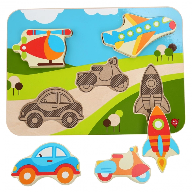 Lucy & Leo Vervoermiddelen - houten insteekpuzzel 6 delen
