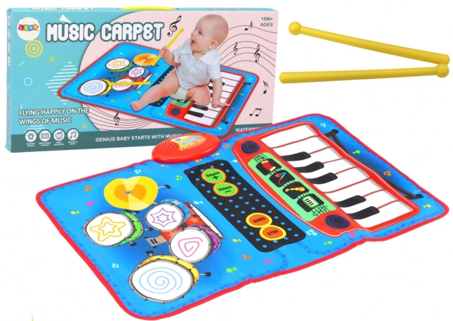 Interactive Musical Mat 2-in-1 Drums and Piano with Sticks