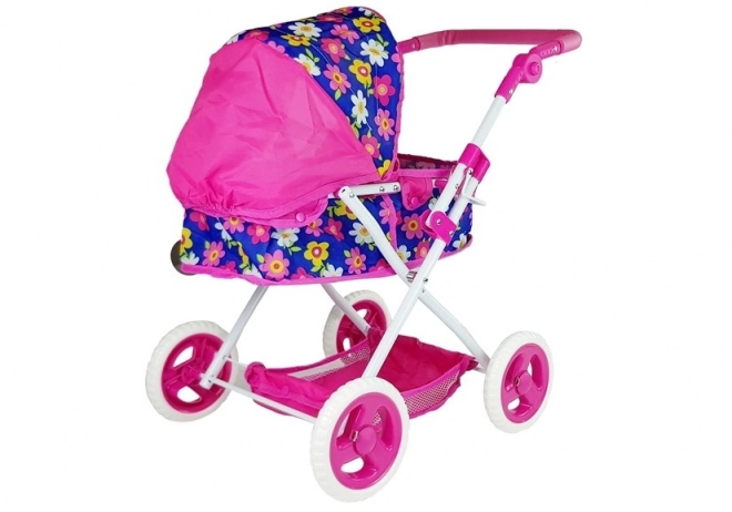 Schattige roze diepe bloemenwagen voor poppen