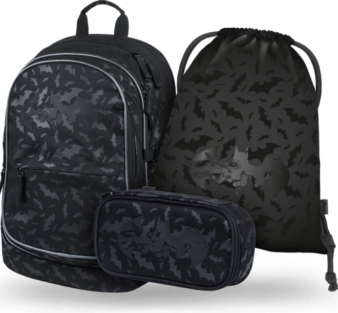 Baagl school set 3 pcs BATMAN black – backpack, pencil case and drawstring bag