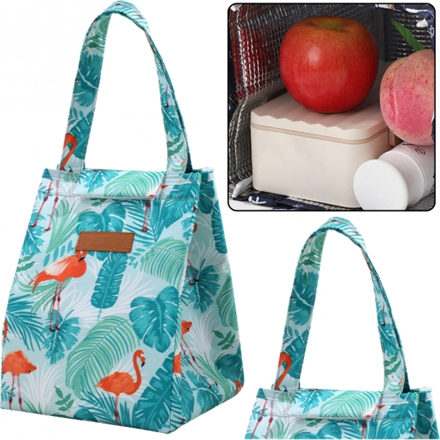 Thermotas voor lunch met motief van bladeren en flamingo’s 25 cm