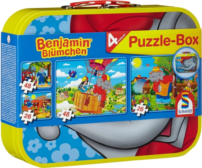 Puzzle Schmidt Benjamin Blümchen 4-en-1 dans une valisette en métal