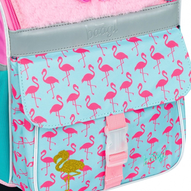 Schooltas met flamingopatroon