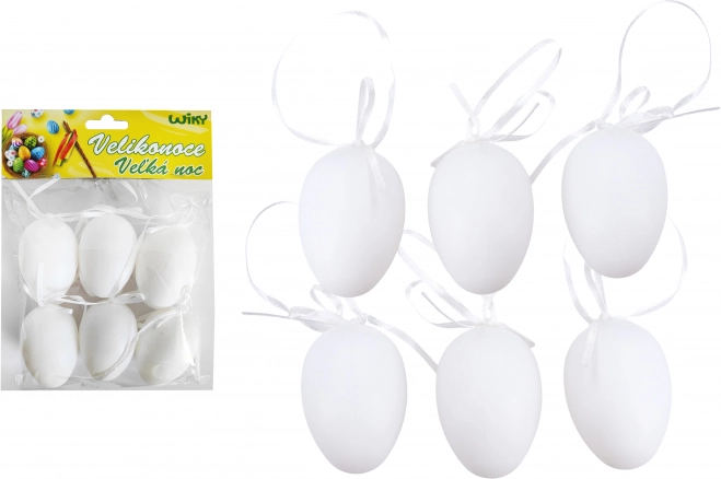 Decorative Plastic White Eggs for Hanging 6 cm