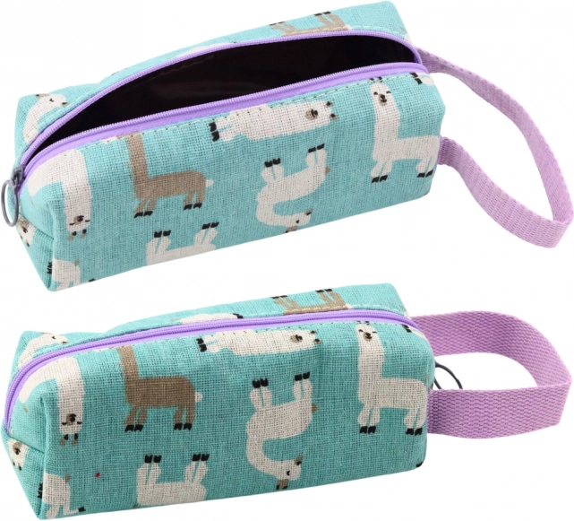 Trousse scolaire avec lamas bleu
