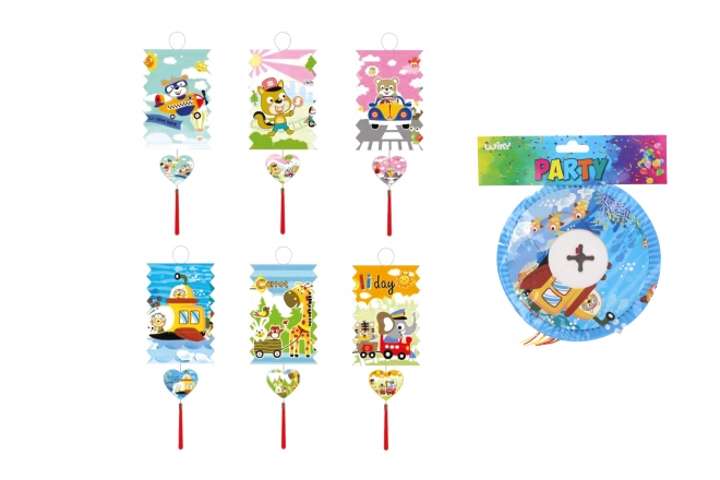 Lampion Zylinder 16 cm Kinder Motiv