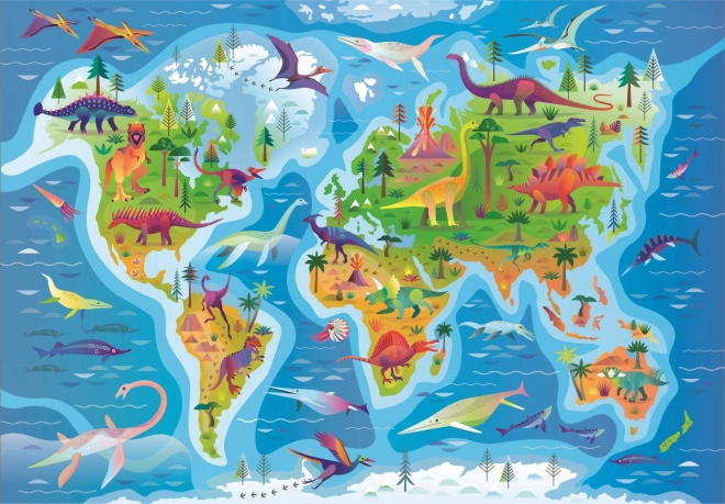 Puzzel 180 stukjes Dinosauriërs Kaart