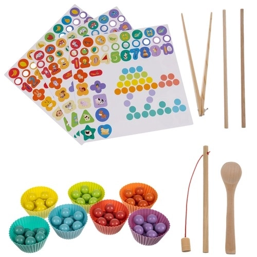 Houten mozaïek puzzel met balletjes