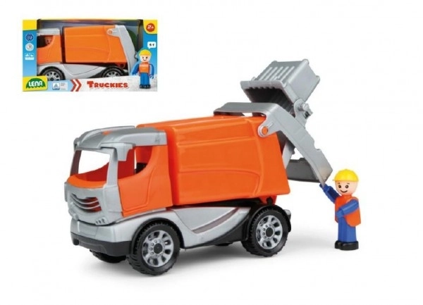 Auto Truckies vuilniswagen kunststof 25cm met figuur in doos 24m+