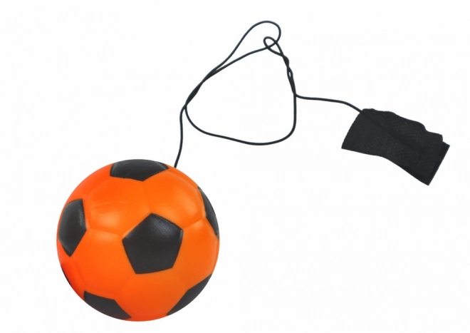 Soccer yo‑yo ball on elastic, 6 cm, orange