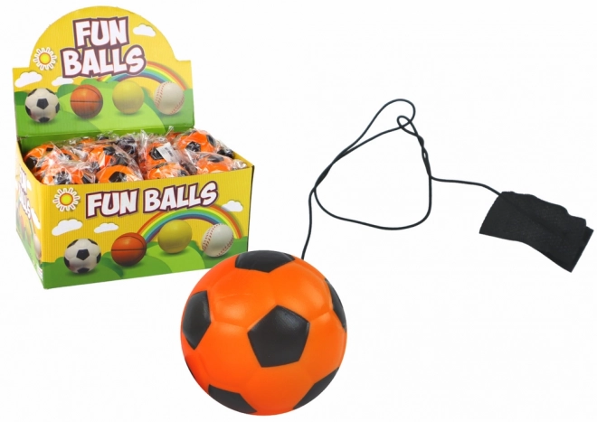 Fußball-Miniball am Gummiband (Jo-Jo), 6 cm, orange