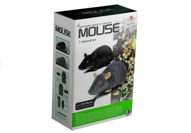 Large Black Remote-Controlled Mouse R/C on Wheels