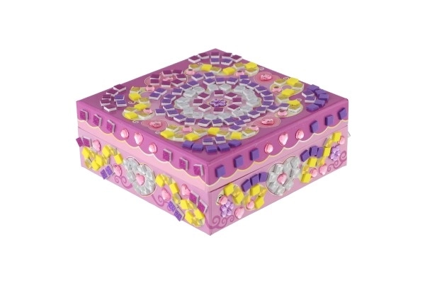Creatieve set sieradendoosje met mozaïek en accessoires in doos 21x18x5,5cm