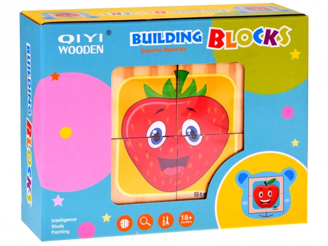Houten blokken fruitpuzzel