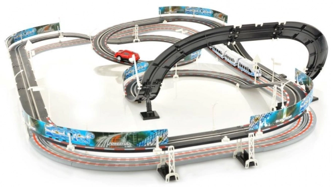 Elektrische Trein Racetrack 2-in-1 voor kinderen 6+ met afstandsbediening + locomotieven + wagons + autootjes