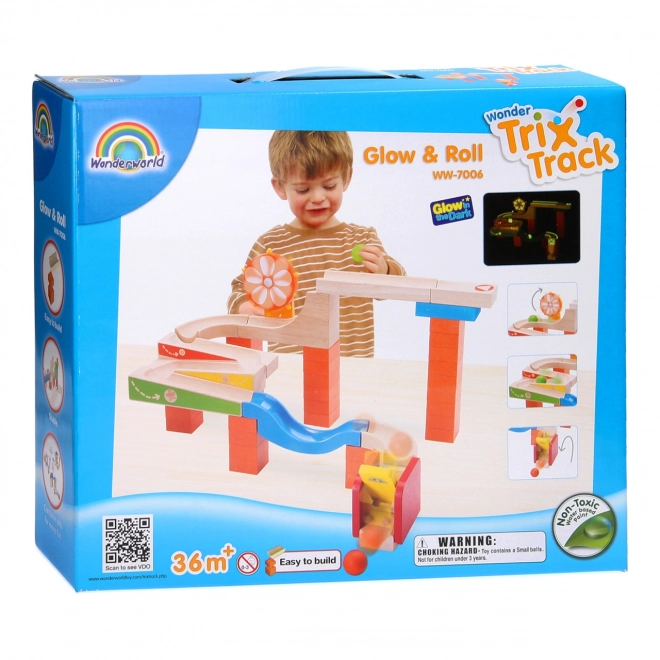Wonder Trix Track Holz-Kugelbahn: Leuchtende und Röllchen