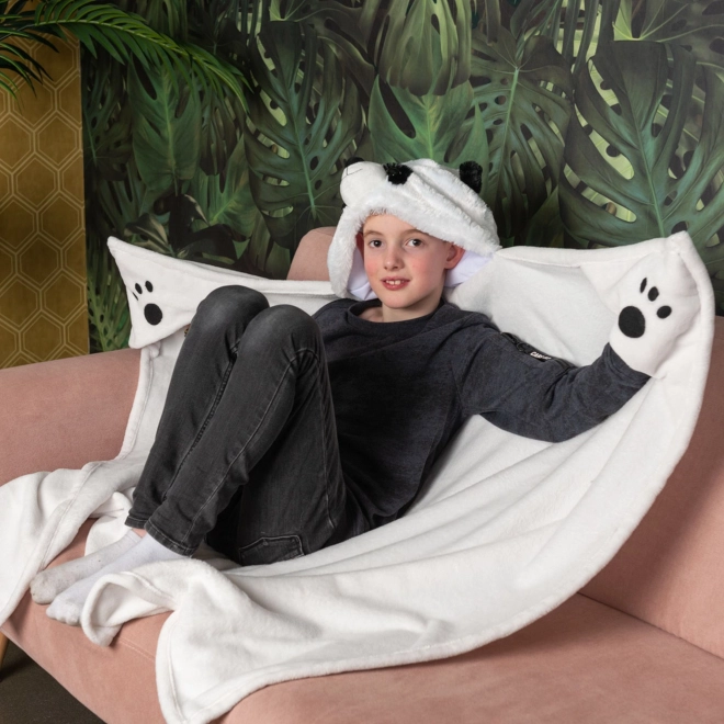 Cozy Noxxiez BL823 Panda - warme deken met capuchon en zakken met dierenpootjes