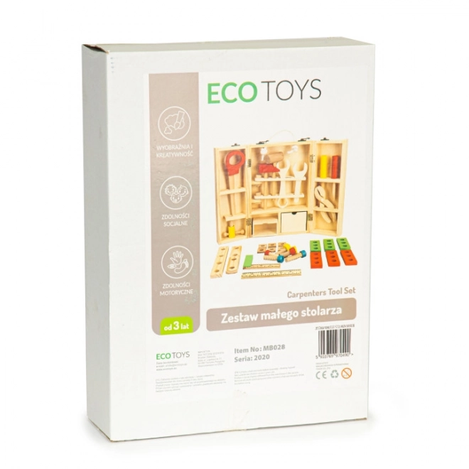 Houten gereedschap in werkplaatsbox, set XXL ECOTOYS