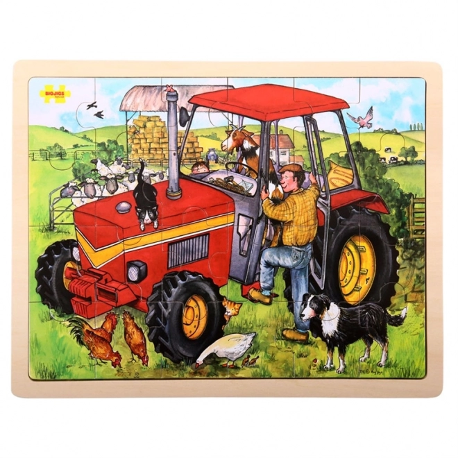 Bigjigs Toys Houten puzzel tractor 24 stukken