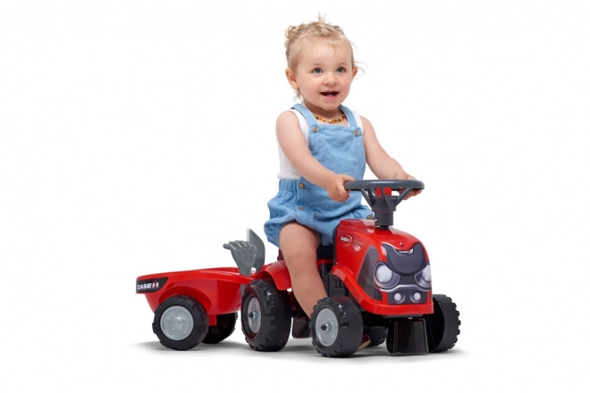 Rijtractor Baby Case IH rood met aanhanger