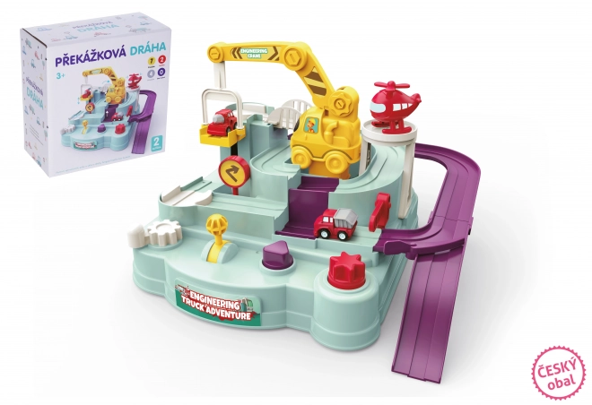 Multifunctionele hindernisbaan met graafmachine