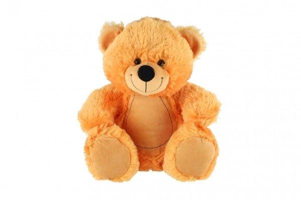 Zittende teddybeer pluche 38cm beige in zak 0+