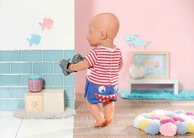BABY born Pyjamapakket en pantoffels, blauw, 43 cm