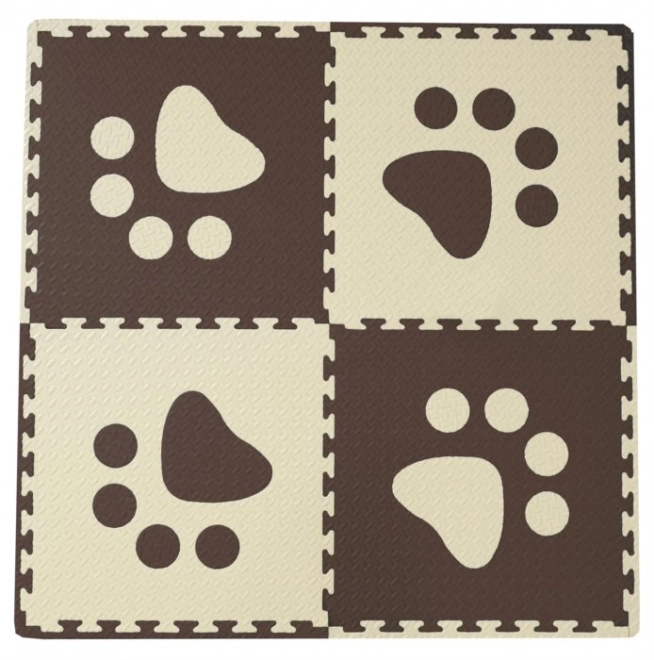 Foam baby rug with brown and beige edges