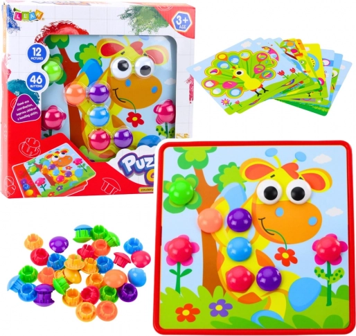 Creative Button Mosaic for Kids, 12 Templates and 46 Colorful Buttons