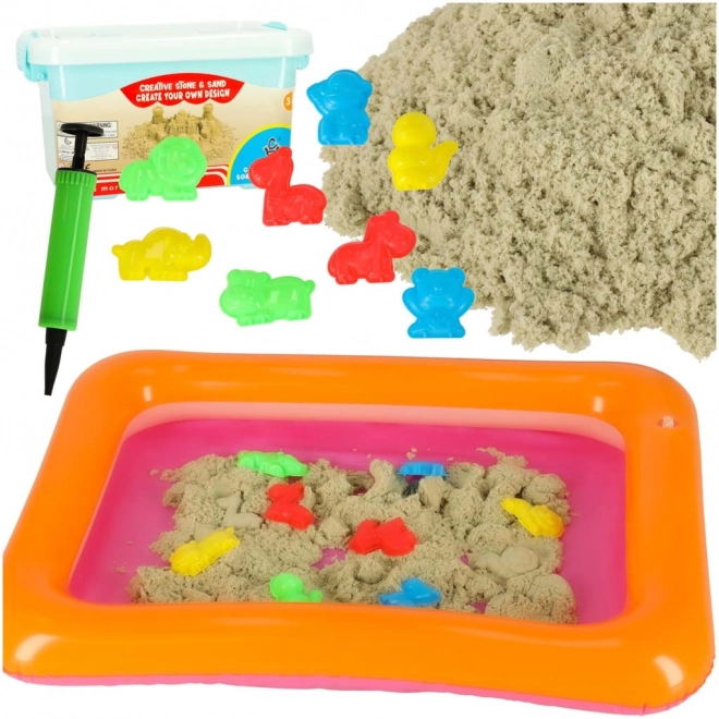 Kinetisch zand beige 1 kg met vormpjes – Beige