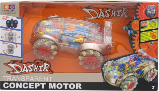 RC-auto met rookeffect en transparant design