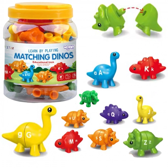 WOOPIE set Montessori dinosaur figurines for stacking with learning colors and letters Match the Letters 13 pcs