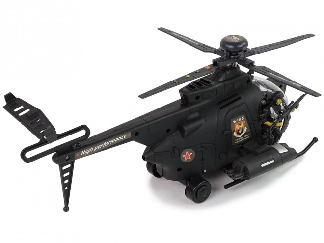 Military Helicopter with Wings and Light Effects on Batteries