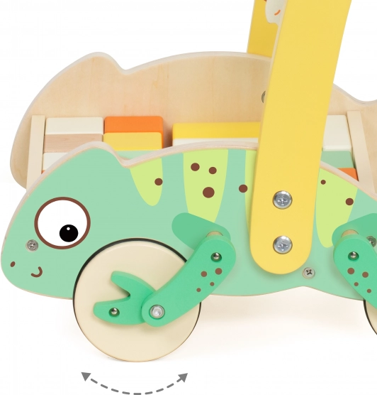 Classic World houten loopwagen Kameleon met blokken