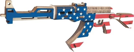 Wooden 3D Puzzle Assault Rifle AK47 American Flag