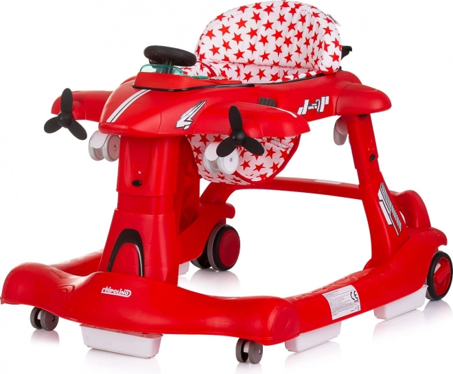 Interactieve Loopwagen Vliegtuig 3-in-1 Rood